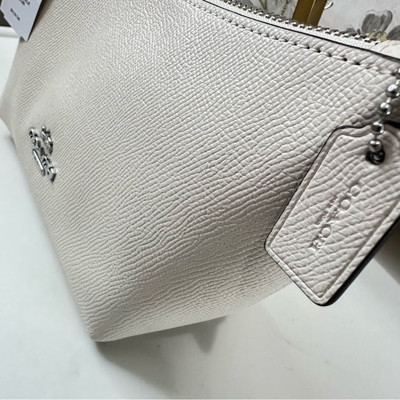 Coach CW336 Zip Top Crossbody Crossgrain Leather Small Handbag in Chalk & Silver - Picture 7 of 12